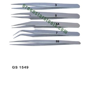 Anti <b>Magnetic</b> Tweezers Set 5 Piece Stainless Steel Precision Jewelry Tools Watch Repair Hand Tools |Item No GS-1549 - Product Image 2