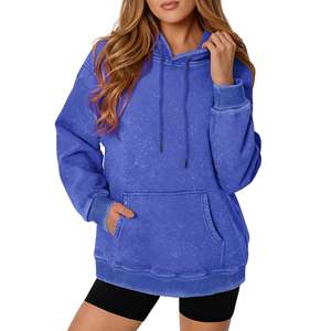 Sweat à capuche pour femme de qualité supérieure, 380 GSM, 100% coton, tissu éponge français, impression de logo OEM personnalisée, broderie, lavage à l'acide, coupe ample - Product Image 4
