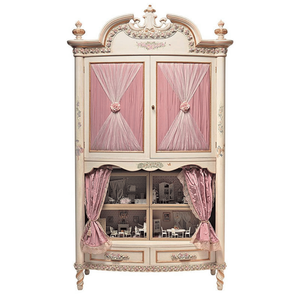 Armario de Estilo Francés para Niñas, Madera de Caoba Sólida, Tallado a Mano, Lujoso, con Diseño de Cortina, Muebles para Dormitorio de Niñas - Product Image 6