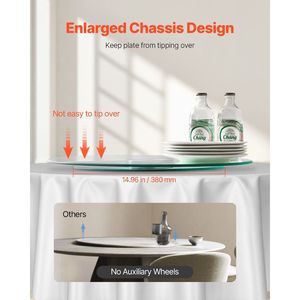 Bandeja Giratoria de Vidrio Templado Transparente de 20 Pulgadas, Base Giratoria de 360 Grados para Mesa de Comedor, Centro de Mesa - Product Image 5