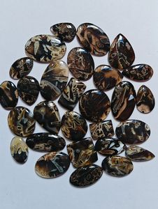 Pierres précieuses brutes en cabochon mélange de formes polies brun naturel pour la fabrication de bijoux en gros - Product Image 3