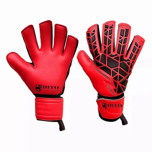 Custom Design Black and Red German <b>Latex</b> With 3d Emboss Printing Soccer Goalkeeper <b>Glove</b> With 4mm German <b>Latex</b> Flat Palm - Product Image 6