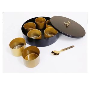 Durable <b>Metal</b> Spice Storage <b>Box</b> Decorative Lid Kitchen Masala Organizer Container for Herbs Seasoning Home Use - Product Image 1