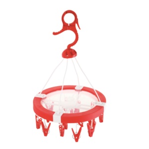 Round <b>Plastic</b> Clothes Drying Rack With 16 Clips <b>Hook</b> Type Multifunctional For Laundry Room Durable Design - Product Image 2