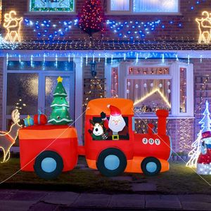 Tren Inflable Navideño Iluminado de 8.6 Pies con Santa Claus y Ciervos, Decoraciones Navideñas para Jardín Exterior - Product Image 5