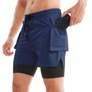 Men's <b>Polyester</b> <b>Shorts</b> Gym <b>Shorts</b> Zipper Pocket Drawstring Elastic Waist Outdoor Running <b>Shorts</b> Relaxed Fit Quick Dry Breathable - Product Image 5