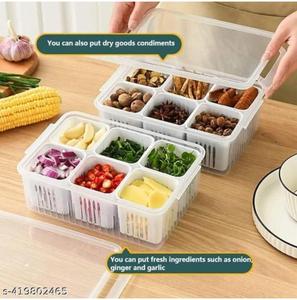 Boîte de conservation alimentaire transparente avec grille de drainage amovible pour viande, oignon, gingembre, fruits, légumes – Conteneur de fraîcheur pour réfrigérateur - Product Image 5
