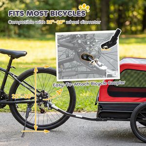 Universal Bicycle Coupler Dog <b>Bike</b> <b>Trailer</b> Flip Down Ramp Tailgate <b>for</b> Small and Medium Sized Dogs Red Pet Carrier - Product Image 6