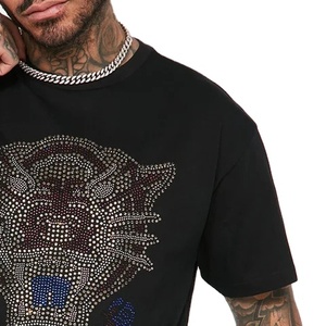 Haute qualité en gros coton personnaliser impression poids lourd t-shirt vêtements de rue unisexe goutte épaule hommes chemises broderie - Product Image 4