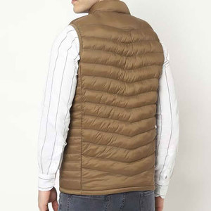 Chaqueta sin mangas acolchada marrón para hombre, talla grande, de invierno, con cremallera, cuello alto, cortavientos, relleno de poliéster, informal, para otoño - Product Image 6