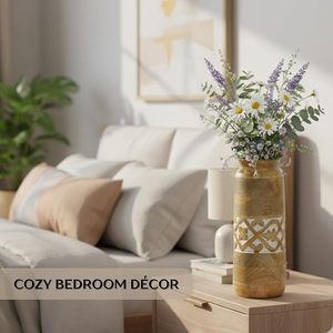 Jarrón Decorativo Hecho a Mano de Madera de Mango y Bambú para Mesa, Hogar, Cocina u Oficina - Product Image 2
