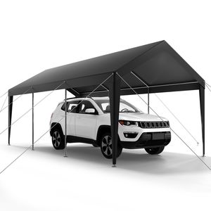 Tettoia per Auto Resistente 10 X 20 FT, Copertura Zincata Resistente ai Raggi UV e all'Acqua, Riparo per Auto in Materiale PC a Vela Singola - Product Image 1