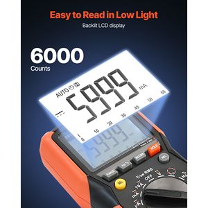 Multimetro Digitale 6000 Conti con Auto-Range TRMS, Voltmetro e Amperometro DC/AC, Tester di Tensione AC Max 600V, Tester di Resistenza e Capacità - Product Image 3