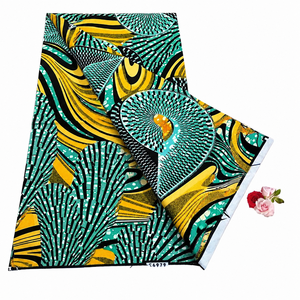 Tissu Organza Premium 6 Yards Or Pailleté 100% Coton Pur Imprimés Batik Africains Wax Pagne Hollandais Pour Robe de Soirée - Product Image 1
