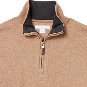 Sweat-shirts pour hommes de haute qualité avec logo personnalisé, col montant, fermeture éclair quart de tour, tricoté, coupe classique, couleur unie, pour l'automne - Product Image 5