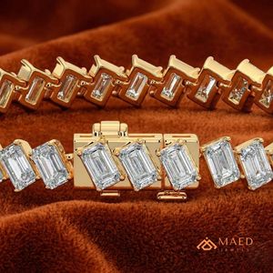 Pulsera de tenis de moissanita chapada en oro de 18 quilates, pulsera de cadena fina, joyería de moda para mujer, estilo elegante moderno de Nueva York - Product Image 2