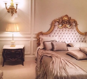 Juego de dormitorio de madera maciza tallada a mano de estilo europeo, juego de dormitorio tapizado estilo princesa, muebles de dormitorio de lujo para bodas y hogar. - Product Image 6