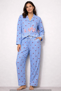 Handmade Breathable Eco-Friendly Cotton Pajama Set for Women Long Sleeve Button Shirt Classic Notch Collar Matching Full Length - Product Image 6