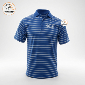 เสื้อโปโลปักลายสำหรับผู้ชาย Phi Beta Sigma สีน้ำเงินขาว แขนสั้น ผ้าฝ้ายอ๊อกซ์ฟอร์ด สวมใส่สบาย ระบายอากาศได้ดี เสื้อผ้าสไตล์กรีก - Product Image 6
