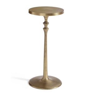 Aurelia Antique Brass Tripod Drink <b>Table</b> | Hand Forged <b>Slim</b> Metal Accent <b>Table</b> with Tray Rim Top - Product Image 6