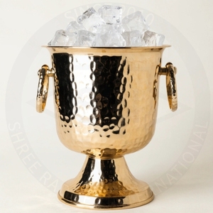 Seau à glace en acier inoxydable doré de style européen 5L pour fêtes, idéal pour la bière, le vin et autres boissons - Product Image 2