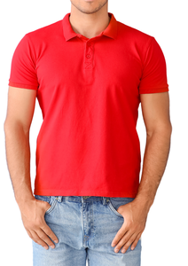Polo pour homme avec logo personnalisé, motif uni, tissu tricoté en mélange polyester-coton - Product Image 3