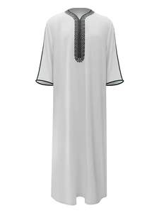 Thobes islamiques pour hommes, personnalisables OEM, nouvelle mode, à manches longues, avec capuche, style marocain, Jubbah, décontracté, longueur au sol, pour la prière du Ramadan - Product Image 2