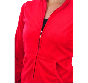 <b>Women</b> Red Hooded Tracksuit Full Length Zipper <b>Jacket</b> & Pants Set Casual Breathable Lightweight Polyester 2-in-1 Design Autumn - Product Image 2