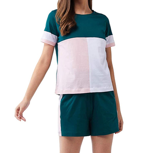 Top Selling Summer Solid Women's <b>Twin</b> <b>Set</b> Casual Breathable 100% Cotton T-Shirt & Shorts Pattern T-shirt & Short <b>Twin</b> <b>Set</b> - Product Image 1