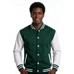 Blouson bomber en gros avec uniforme universitaire pour les acheteurs de patchs universitaires, corps en sergé de coton avec boutons-pression - Product Image 5