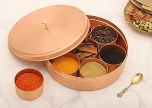 Best Quality Metal <b>Masala</b> <b>Box</b> Decorative Lid Handmade Kitchen Spice Storage Organizer High Quality Container for Home Use - Product Image 4