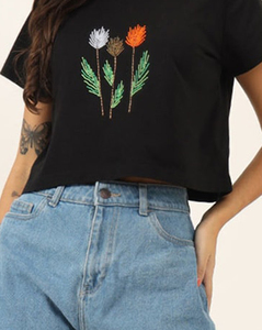 Camiseta de Verano para Mujer, Hecha en Pakistán, Moderna, con Bordado Gráfico, Transpirable, de Algodón, Corte Holgado, Estilo Urbano - Product Image 4