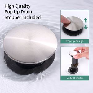 Rubinetto per lavabo camper in plastica a 2 maniglie senza piombo con scarico a scomparsa a 3 fori, finitura nichel spazzolato, tubi di alimentazione UPC - Product Image 4