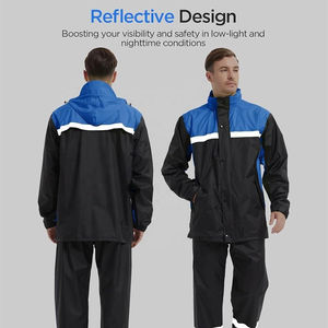 High Visibility Rain Suits for Men Reflective Safety Waterproof <b>Worker</b> <b>Jacket</b> & Pants Essential Safety Clothing - Product Image 2