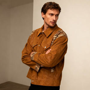Chaqueta de Cuero para Hombre, Estilo Urbano Otoñal, con Logotipo Bordado, Cuello Alto, Cierre de Botones Metálicos, Acabado Recubierto, Forro de Bambú - Product Image 5