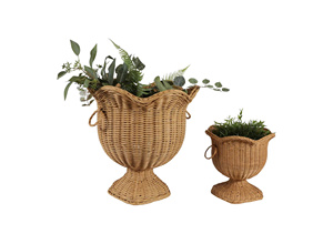 Handwoven Rattan Large Pedestal Planter <b>Basket</b> With Wide Round Shape Decorative Flower <b>Pot</b> Holder For Home Garden Decor - Product Image 4