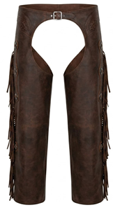 Western Chaps - Accesorios Ecuestres de Cuero Genuino para Hombre con Cierre de Hebilla y Flecos - Product Image 2
