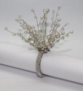 Made in India <b>Crystal</b> Bearded Eco-Friendly Napkin Rings Round Shape White Wedding - Product Image 4