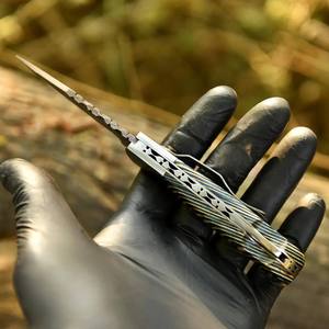 Couteau pliant artisanal BLADE MARK INDUSTRIES en cuivre damas avec verrouillage arrière, manche en résine, qualité industrielle, couteau de camping - Product Image 3
