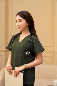 Unisex Embroidered Medical <b>Scrub</b> <b>Sets</b> with Oxford Fabric Cotton Material Soft Two-Way Stretch Comfort - Product Image 3