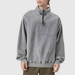 Sweat-shirt surdimensionné 320G à col zippé et épaules tombantes, style vintage, avec fermeture éclair 1/4, pour homme - Product Image 3