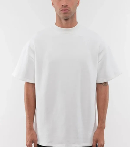 เสื้อยืดคอกลมทรงโอเวอร์ไซส์คุณภาพสูงสำหรับผู้ชาย ผ้าฝ้าย 100% เนื้อหนา แบบเรียบ ไม่มีลาย  ทรงบ็อกซี่ - Product Image 4