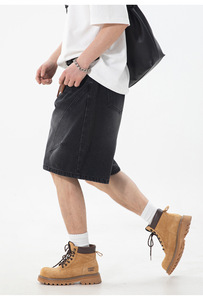 Unisex Patchwork Denim <b>Shorts</b> Men Women Two Tone Color Block Cut and Sew Baggy Jorts Vintage Washed Streetwear Pants Wholesale - Product Image 4