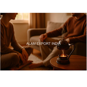 Support de brûleur d'encens et diffuseur d'huile à la cire d'ongle finition cuivre antique avec poignée, disponible au prix de gros, aspect martelé - Product Image 4