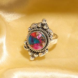 Factory Price Sterling <b>Silver</b> Fine Jewelry <b>Ring</b> Natural Pink Spiny Oyster Turquoise <b>Eternity</b> Vermeil Round Classic Weddings - Product Image 3