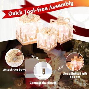 Set di 3 Scatole Regalo Natalizie Illuminate, Decorazione Natalizia con Luci Luminose - Product Image 4