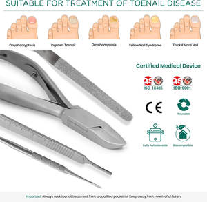 Kit d'instruments de podologie en acier inoxydable 4 pièces – Outils de podologue, coupe-ongles, lime noire, lime diamantée, dégrossisseur pour doigts/des orteils - Product Image 3