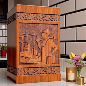Personalized Construction Worker Wooden Cremation Urn | Engraved Builder Memorial Memorial Keepsake by AYAANS - Product Image 2