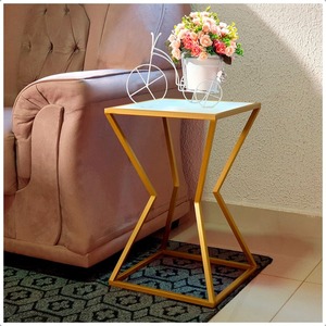 Table basse moderne en métal avec plateau en métal, meubles contemporains pour salon, décorative, non pliable - Product Image 1