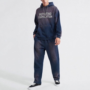 ชุดเสื้อฮู้ด Moto End Corporation สำหรับผู้ชาย ทรงโอเวอร์ไซส์ สไตล์สตรีทแวร์ ผ้าฝ้ายย้อมสีแบบ Garment Dyed ผ้าเฟรนช์เทอร์รี่ ดีไซน์กระเป๋าเสื้อ เหมาะสำหรับใส่ในฤดูใบไม้ร่วง - Product Image 1